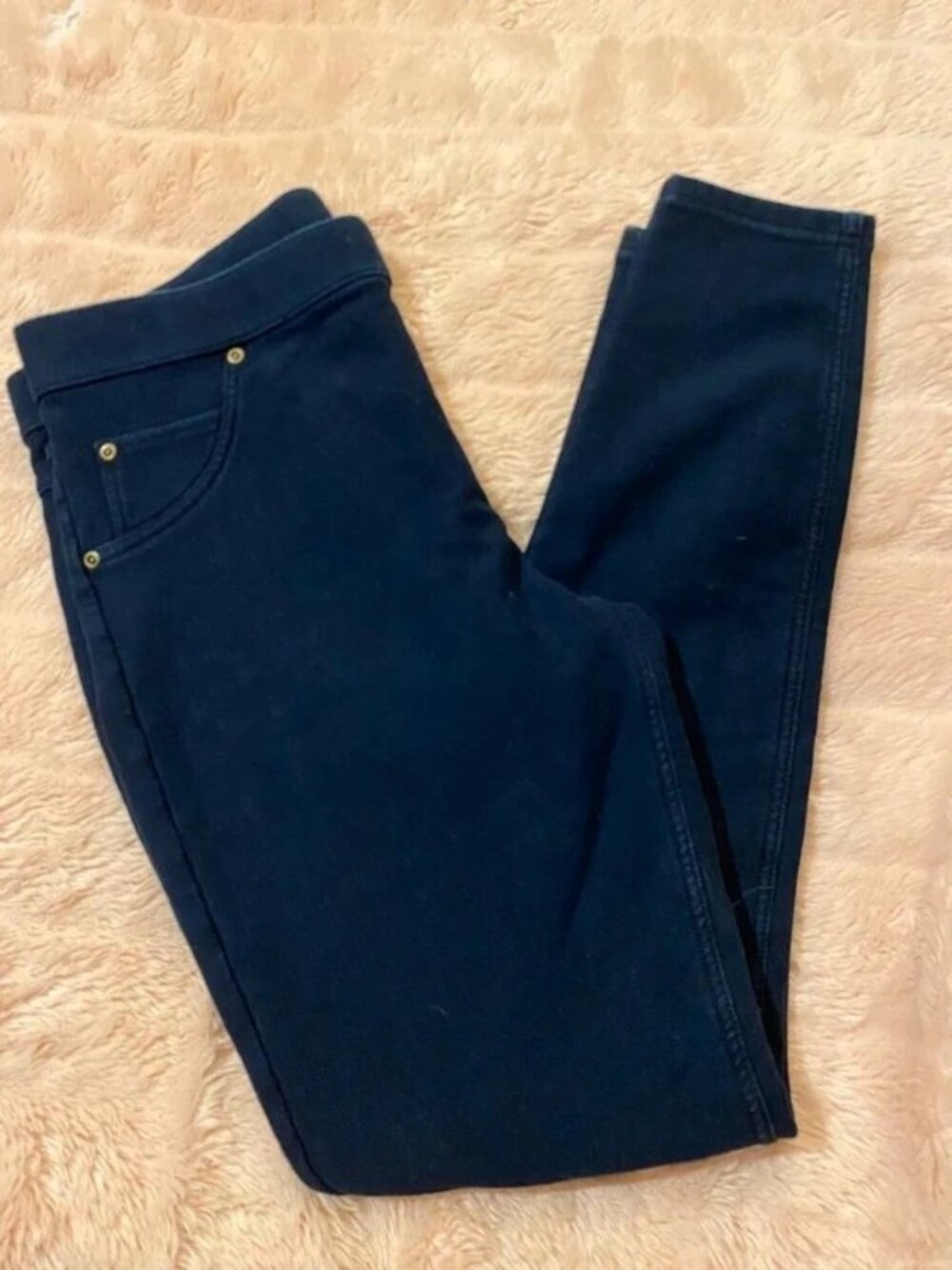 Hue fleece lined jeggings size L dark blue warm soft wool inside winter